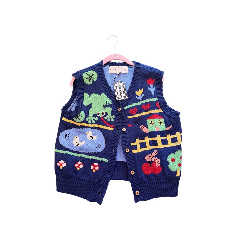 Kina & Tam Critters Cottagecore Sweater Vest SZ MED